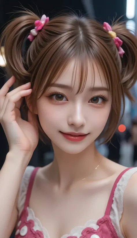 woman(( cute,  sunglasses(very  cute,   business fashion , heart mark):1.3),20 years old,(Side View:0.3),skin(white, 青whiteい, smooth, Silky, Sparkling),eye( beautiful, Lots of star-shaped highlights),Putting on makeup(The cowboy shot),( playful smile:1.3),...