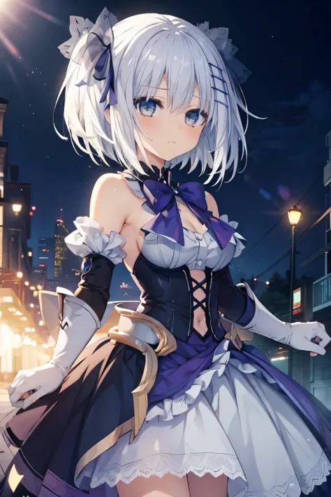 (masterpiece:1.1), (best quality:1.1), 1girl, Real light and shadow, anime face, 4k, 8k, wallpaper,epic, detail texture, ((1girl)), solo, cowboy shot, yan_vismok, long hair, streaked hair, black hair, white hair, two-tone hair, ahoge, side ponytail, medium...