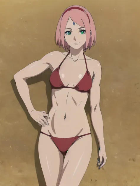 anime style, solo, 1 woman, from front, (standing), super ultra details, bold drawing lines, very high resolution, perfect anatomy, ultra detailed face, 1girl, haruno sakura, (off-shoulders, (small biceps:1.1), very pale skin, forehead mark, hand leaning),...