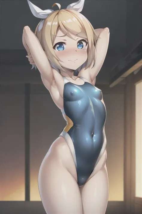 ((( highest image quality taken by Ki))), (( top quality )), (( very detailed)), (( high res)), ((8k)), (( anatomically correct)),  one very cute woman hiding her eyes with her hands, (Young face), (Kagamine Rin),  vocaloid, (Petite), ( is short), ( short)...