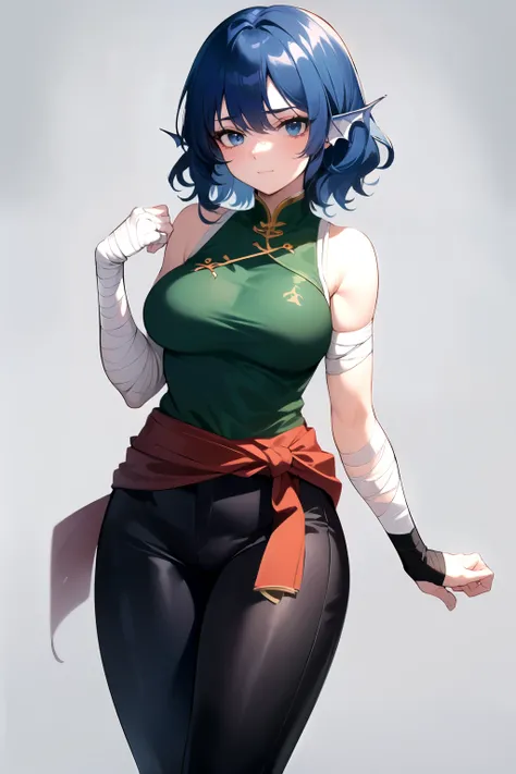 (Best Quality,Unparalleled Masterpiece:1.4),Ultra-Detailed CG 4K,(Ultra-Detailed Clear Absurdly-Vivid white Big Eyes:1.2),Gorgeous Round Detailed Face(Voluptuous:1.4),ADULT(Bangs:1.2)(wakasagihime, 1women, age 20, medium breast, thick, short stack, big hea...