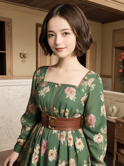 340 (20-year-old female, short hair), ( high image quality), (smile), ( Colorful Dress ), (( Ariettis World )), (Big Plants/Flowers ), (Dollhouse), ( Leonardo da Vinci)