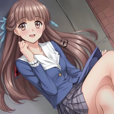 (highest quality, masterpiece: 1.6), (Too beautiful intelligent girl with navy uniform is posing as a fashion magazine model, looking down elegantly and laughing at the viewer, Too Beautiful noble 16yo beautiful anime noble heroine, unbelievable beauty, be...