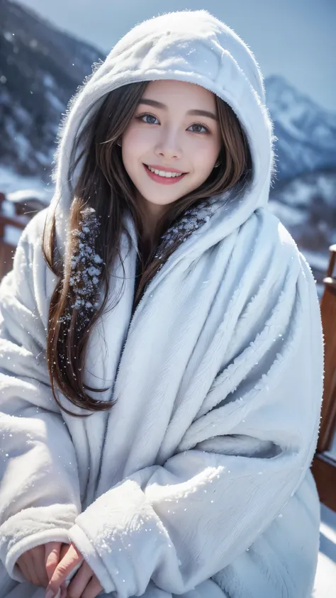 portrait of S629_Lalli,a gorgeous woman,on a (winter mountain),wearing a (parkas),(smiling),(snowing),(4k, RAW photo, best quality, 50mm, depth of field, ultra high res, intricate, photorealistic, cinematic-shot, masterpiece, ultra-detailed)