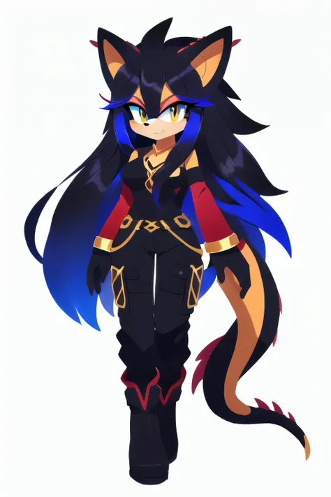 oc, Mobian, female, shadow The hedgehog but female, mystic hedgedragon (hedgehog and dragon hybrid), A beautiful white furred hedgehog (white and black stripped) not blue, gold eyes, very long hair/quills with red stripes, hair ornaments, long hair bangs, ...