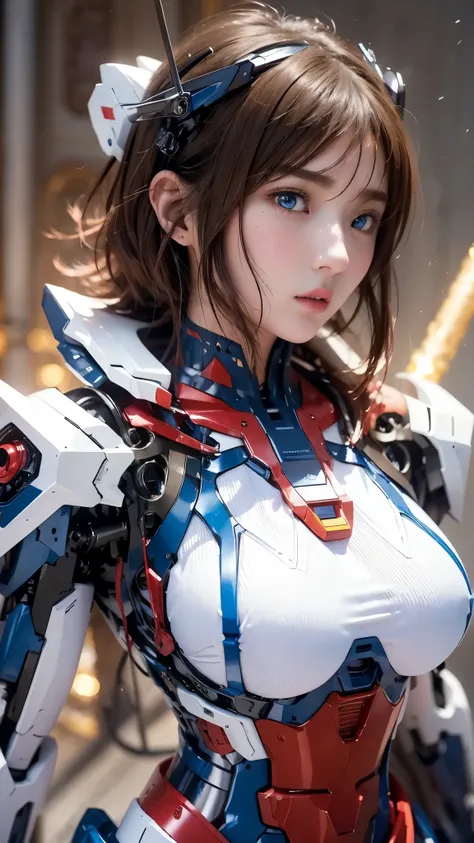 textured skin , super detailed , attention to detail, High Quality , 最 High Quality , high res, 1080P, hard disk , beautiful,(Gundam Girl), beautifulサイボーグの女性, mecha cyborg girl,BATTLE MODE,Japanese girl with a machine body 、Moderate bust、 black hair...