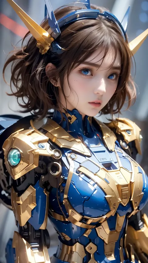  textured skin ,  super detailed ,  attention to detail,  High Quality , 最 High Quality ,  high res, 1080P,  hard disk ,  beautiful,(Gundam Girl), beautifulサイボーグの女性, mecha cyborg girl,BATTLE MODE,Japanese girl with a machine body 、Moderate bust、 black hair...