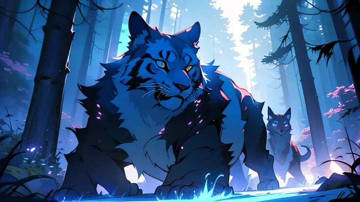 one of the boys in the anime with blue flames and a flashlight beside him, in the style of ethereal nature scenes, 2d game art, animated gifs, scattered composition, made of all of the above, darkly detailed, light black