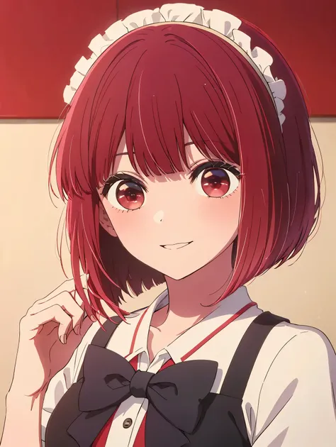 Kana Arima (Arima Kana) - Oshi no Ko (My Favorite ), short hair, bangs, ( red eyes:1.3), Red Hair,  bob cut, smile,