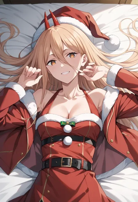 score_9, score_8_up, score_7_up, score_6_up, score_5_up, score_4_up,source_anime,1girl, p0w3r0x1, long hair, blonde hair, red horns,demon pupils, ((Masterpiece, top quality, high resolution, highly detailed CG unified 8K wallpaper)), (huge stunning goddess...