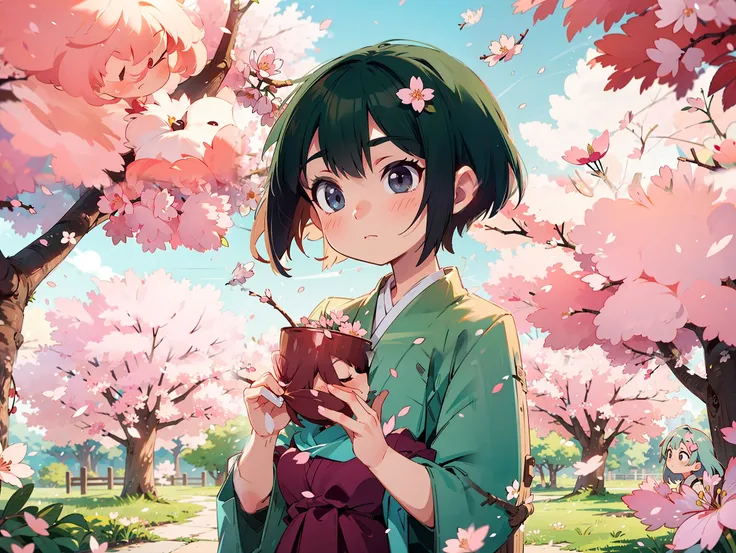 masterpiece,best quality,mahoutokoto,androgynous,cherry blossoms