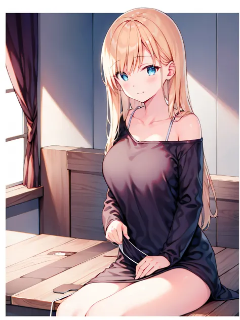   Home , nakaNo._future, ,Unique , Scantily clad, ,   blue_ With eyes , golden_hair, Long_hair, hair_between_ With eyes , White_, _clothing, White_ Background and   , Watching_Shown in_   use the following method to view viewerBackground , shirt, sit, Deac...