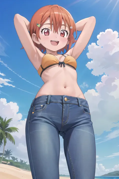 masterpiece,best quality,ultra detail,1girl, 14yo, petite, ((round face, ecstasy, orgasm face, drooping eyes, shame smiling, blush)), dropping eyes, sleepy, background((under the beach, (day:1.2), under sand beach, bright sky)), takenouchi_sora, short hair...