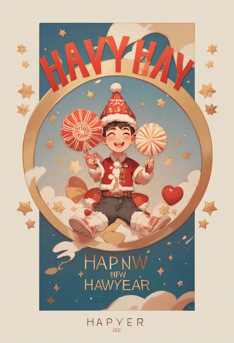 Happy New Years greeting poster for a happy family