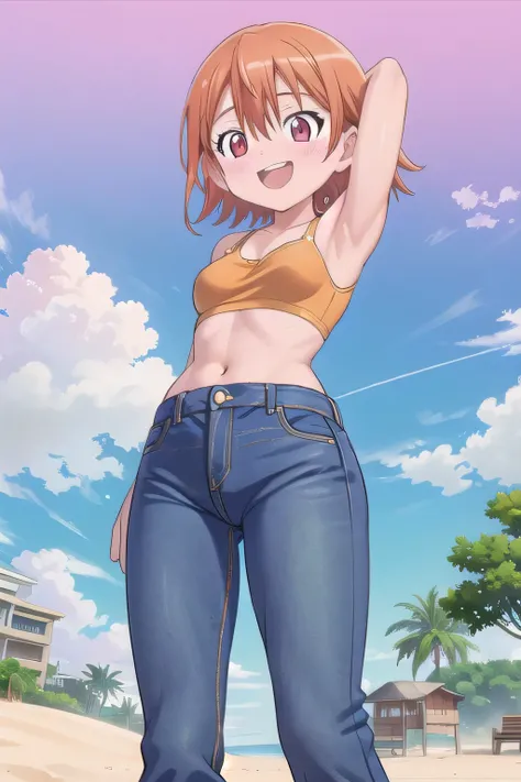 masterpiece,best quality,ultra detail,1girl, 14yo, petite, ((round face, ecstasy, orgasm face, drooping eyes, shame smiling, blush)), dropping eyes, sleepy, background((under the beach, (day:1.2), under sand beach, bright sky)), takenouchi_sora, short hair...