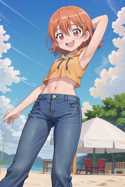 masterpiece,best quality,ultra detail,1girl, 14yo, petite, ((round face, ecstasy, orgasm face, drooping eyes, shame smiling, blush)), dropping eyes, sleepy, background((under the beach, (day:1.2), under sand beach, bright sky)), takenouchi_sora, short hair...