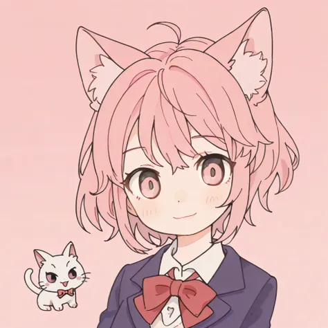 chibi, score_9, score_8_above, score_7_above, source_anime, INTERVAL
1girl, Alone, looking at viewer, gradient background, above body, light smile,
Aira Shiratori, pink hair, with cat ears, short hair, pink eyes,
school uniform, blue blazer, white collared...