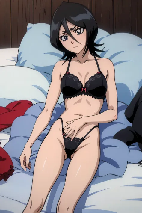 the witch of rukia, Lying on wearing sexy body lingerie.