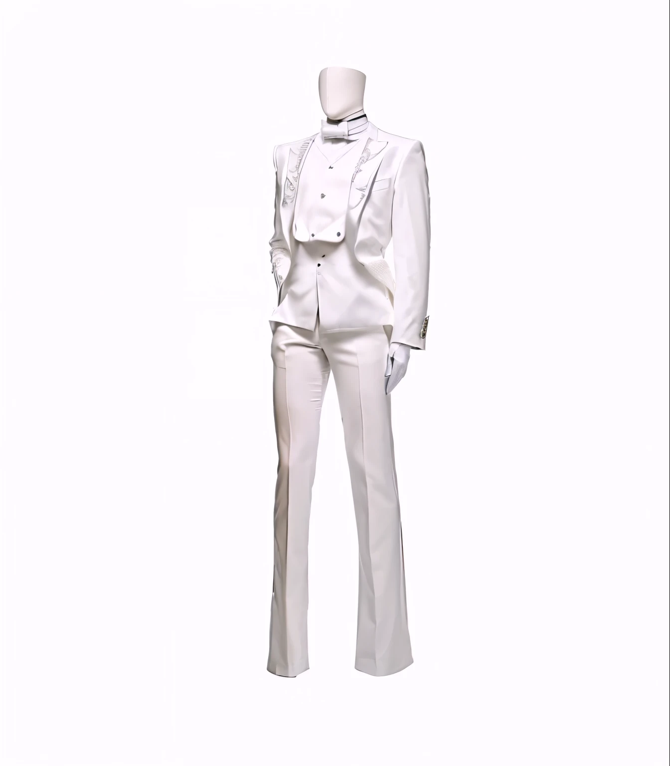 a close up of a person wearing a white suit and a black tie, smooth white tight clothes suit, wearing futuristic white suit, white suit, white silky outfit, wearing white suit, full - body and head view, white uniform, zoomed out full body, different full ...