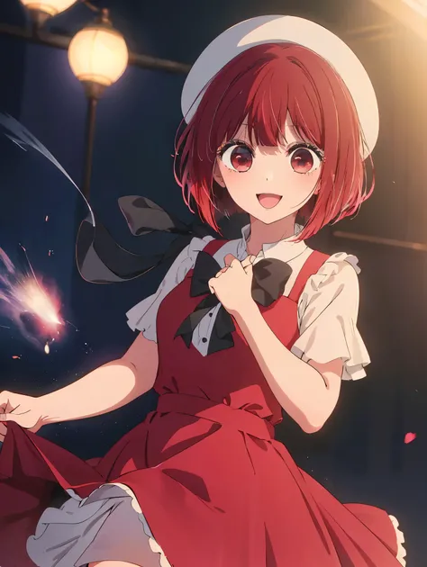 Kana Arima (Arima Kana) - Oshi no Ko (My Favorite )

break

ショートヘア, bangs, ( red eyes:1.3), Red Hair,  bob cut, smile, open your mouth,

break

((( dress👗)))