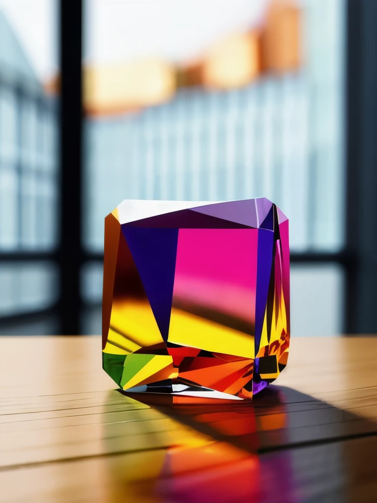 a close up of a crystal object on a table, digital art by Marie Bashkirtseff, trending on cg society, crystal cubism, colourful 3 d crystals, shining crystals, 3 d ray traced crystals and gems, colourful 3 d crystals and gems, colourful 3d crystals and gem...