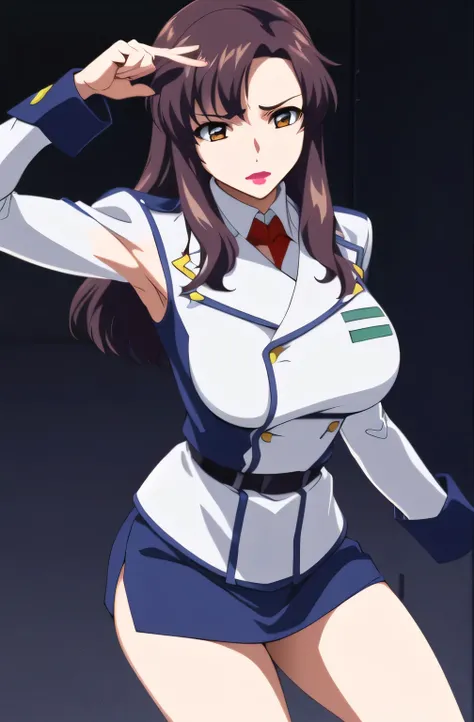   Please draw accurately with 5 fingers ， Please draw facial expressions carefully，alone， Big Breasts，Pointed nipples， open legs，      black panties visible     ，40 years old，  The blue and white military uniform ， miniskirt   ， Tentacles play with underwe...