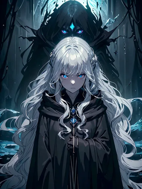 ((DARK FANTASY COLORING, DARK COLOR PALETTE, SORROW LIGHTING))
((masterpiece, best quality)), (1girl, anime girl in the room full of prism),(mature), (solo), (female focus, water element), (silver hair, wavy hair, long hair),[[BROWN EYES]], ((black robe, w...