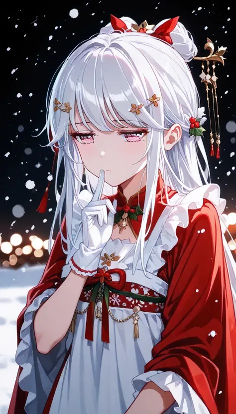 UN(EOE),one girl,solo,best quality, masterpiece,score_9, score_8_up, score_7_up,,break,1girl,(standing,bokeh background,close up,snowing,snow,winter,christmas theme), (shaded Lighting),,break, incredibly_absurdres, ,very high resolution, very aesthetic,by ...