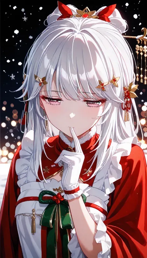 UN(EOE),one girl,solo,best quality, masterpiece,score_9, score_8_up, score_7_up,,break,1girl,(standing,bokeh background,close up,snowing,snow,winter,christmas theme), (shaded Lighting),,break, incredibly_absurdres, ,very high resolution, very aesthetic,by ...