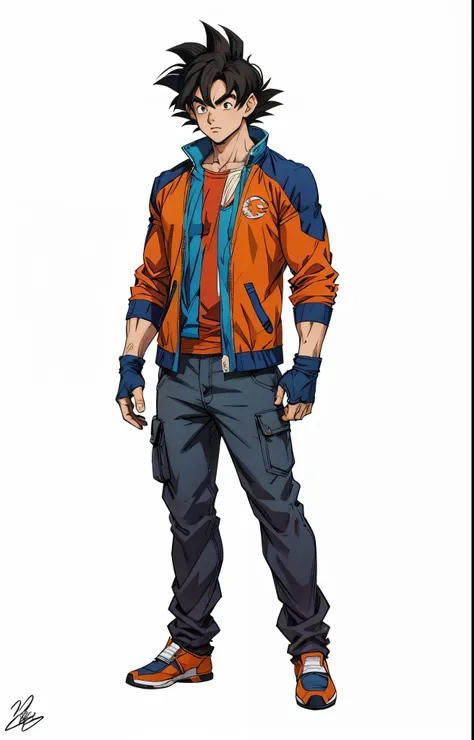 Goku,  costume, wearing casual clothes,  very beautiful