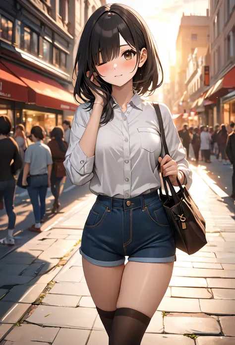 (( masterpiece,  best quality,  high resolution, UHD, perfect pixels ,  Depth of field, 4k, RTX, hdr))), 1 girl, single, , alone,  Beautiful anime girl,  beautiful artistic style ,  Anime Character, ((serene expression, childish gaze, long loose black hair...