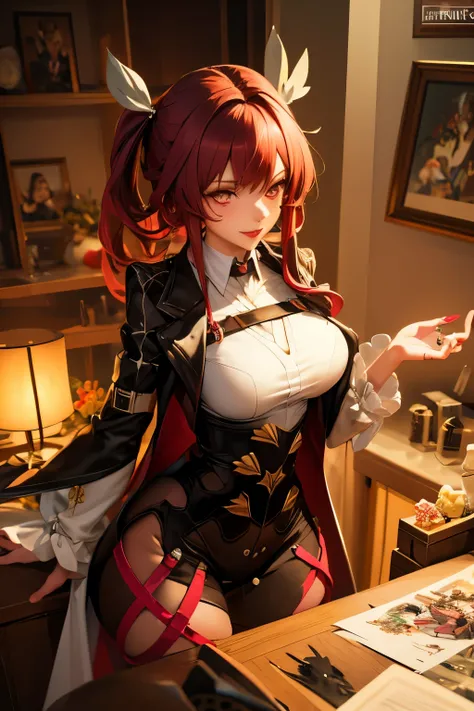  Anime character with red hair and a sword in hand ,  the artistic direction of the “guilty mechanism”, Guilty Gear Strive спрайт,  detailed digital anime art , Detailed anime character art ,  Stunning artistic depiction , Ian J., 2. 5D CGI anime fantasy a...