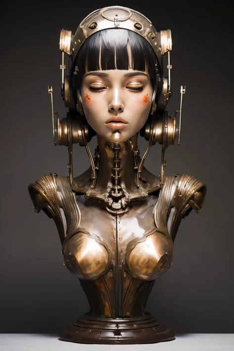 (masterpeace), ((super real photography: 1.5)), ((photo realistic: 1.3)), (real photo), 
young girl with a lot of flowers, ((A young girl robot: 1.5)),  (bust statue: 1.3), 
BREAK
headgear, ((real metalic skin)), ((beautiful face: 1.5)), ((Super cute: 1.5)...