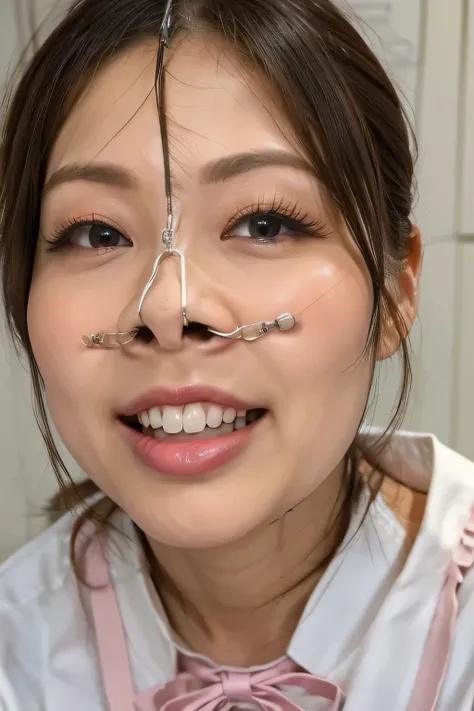 High Quality , super detailed , 最 High Quality , extremely detailed, beautiful, masterpiece,masterpiece, 最 High Quality , 1 mature woman, alone, What is, Japanese , Japanese mature mature,apron clothing , focus on face , focus on face , fa...