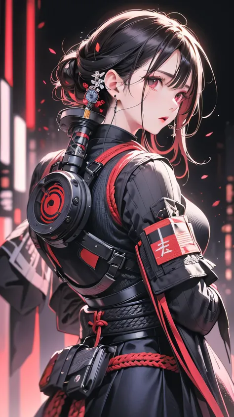  Character Concept Art Girl 、Combining Japanese Ronin Outfit with modern techwear aesthetics. ( top quality , 4K, 8k,  high res, masterpiece:1.2),  ULTRA DETAIL, ( realistic, photo realistic, photo- realistic:1.37), Japanese Ronin Outfit ,  Futuristic Tech...