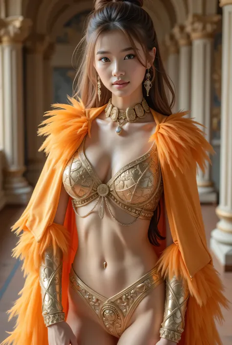 (8k, top quality, masterpiece), ( realistic , photo realistic : 1.37), super detailed , One Girl , {feathered armor 、 Phoenix Knight} , Lift your bust、Big bouncing bust 、 pull your bust closer with your arms、 cross your arms a ...