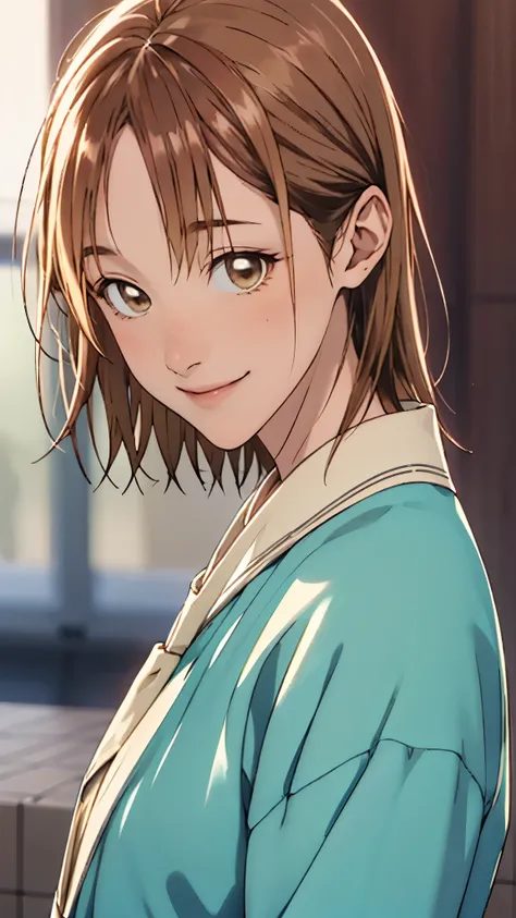Kano Chinatsu 、School Uniform、 gentle smile、 upper body