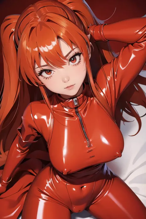  Anime image of a woman in a red latex outfit being banged by a man, a cartoon by Kentaro Miura , pixiv, hairy art, Asuka Langley Souryuu, asuka langley, Asuka Langley Sohryu,  Anya from Família Espíão x , Asuka Langley Soryu, Asuka costume under the cloth...