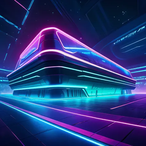 futuristic, neon, galaxy side of a arena