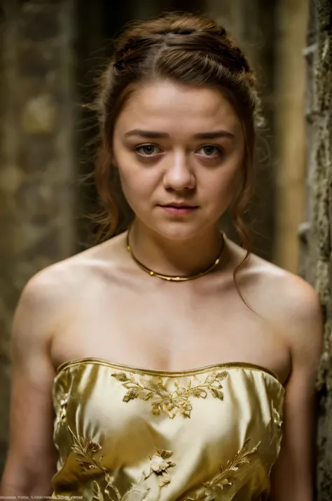 Foto RAW, Arya Stark, Stunning Beauty, Ravishing, Enchantress, Extremely gorgeous lady, Arya Stark PLAYED BY MAISIE WILLIAMS, Queen Arya Stark, she  a mature woman now, milf, sexy mediaeval battle dress, gladiator woman, body, 40 years old Woman, Roman sla...