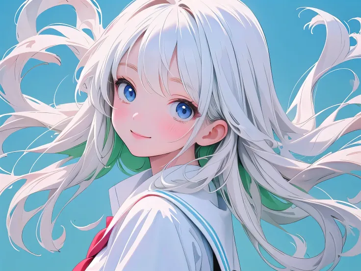 ( Perfect Anatomy) ,cute face and kind smile. artistic concept of a digital art illustration, high school uniform , Abstract, fine art oil painting digital style .