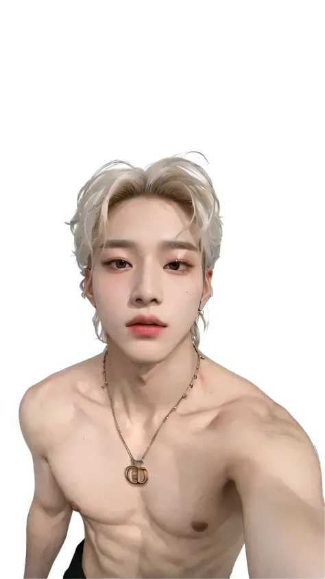 arafed man with a necklace and no shirt posing for a picture, xqc, cai xukun, male ulzzang, halfbody headshot, headshot profile picture, portrait of kpop idol, inspired by jeonseok lee, kim doyoung, south korean male, inspired by Bian Shoumin, jung jaehyun...