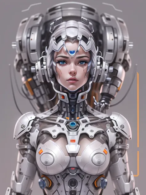 female cyborg robot, docking, servicing, fullbody view, intricate details, photo illustrations,