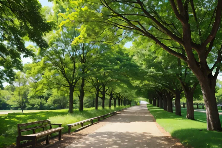 tree々 There is a long path lined with benches, GREEN ALLEY , Green tree々, Tall tree々The Road Between, big Green tree々, Lush greenery,  Green Space, GREEN ALLEY s, Natural tree々,  Bright green , beautiful tree 々,  BEAUTIFUL PATH IN THE WOODS ,  park backgro...