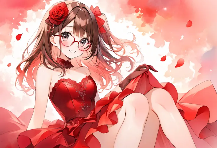 (ultra detailed:0.7), cover image, (soft pastel tones, watercolor, (bright color:1.3), transparent, gradation, harmonious and calm atmosphere:1.1)
BREAK
1girl, , Elementary school girl, brown hair, big eyes, black eyes, ((red round eyewear)), side ponytail...