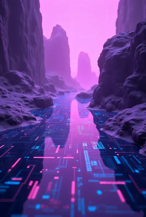 purple background with software coding interface and realistic illusion effects of sotwared computer