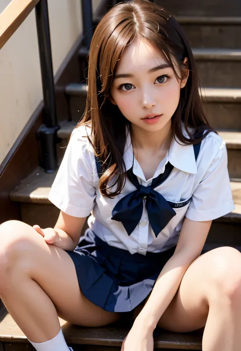 teens girl(​masterpiece:1.4)、(8K、realisitic、Raw photo、top-quality:1.4)、japanes、((Elementary school girl:1.3)), (1girl in)、beauitful face、(Real Face:1.4)、(Caramel hair、long:1.3)、Beautiful hairstyle、realisticeyes、Beautiful Detail Eye、(Real Skin:1.3)、Beautifu...