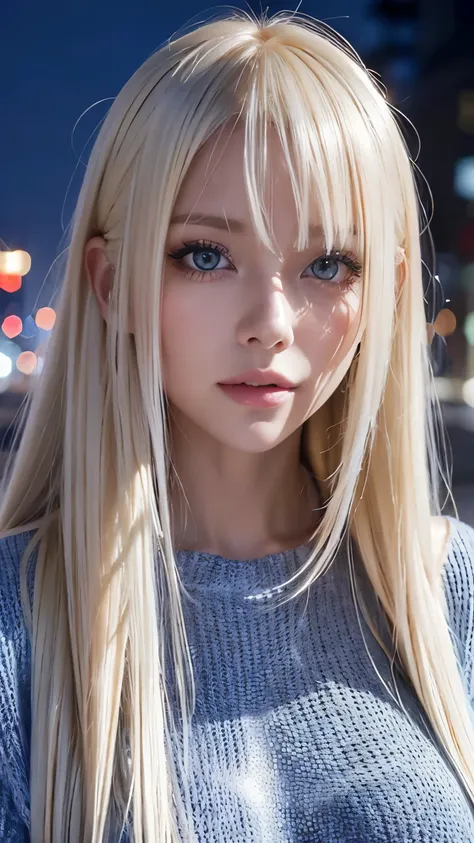 Platinum blonde silky hair、masterpiece、 top quality 、 high res、 high resの詳細写真、 professional writing 、(((Tops)))、Bang between the eyes、Hair above the eyes、片Hair above the eyes、、 strike a pose、 portrait、Bright expression、Like々white, Sparkling肌、Looks great、B...