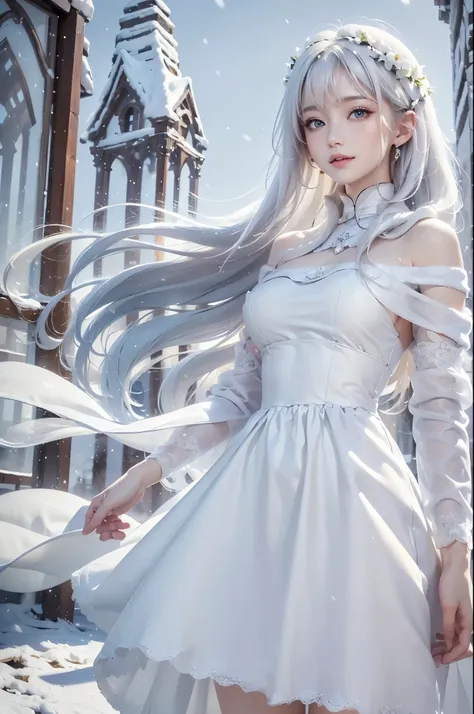masterpiece, (highest quality: 1.2), (super fine: 1.2), figure, (very delicate and beautiful: 1.2), film angle, floating, (beautiful detail eyes: 1.1), (detail light: 1.1), film light, delicate sky, realistic:1.3, 1girl, white hair, large breasts, winter d...