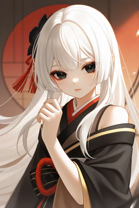 white hair black eyes anime girl onmyoji